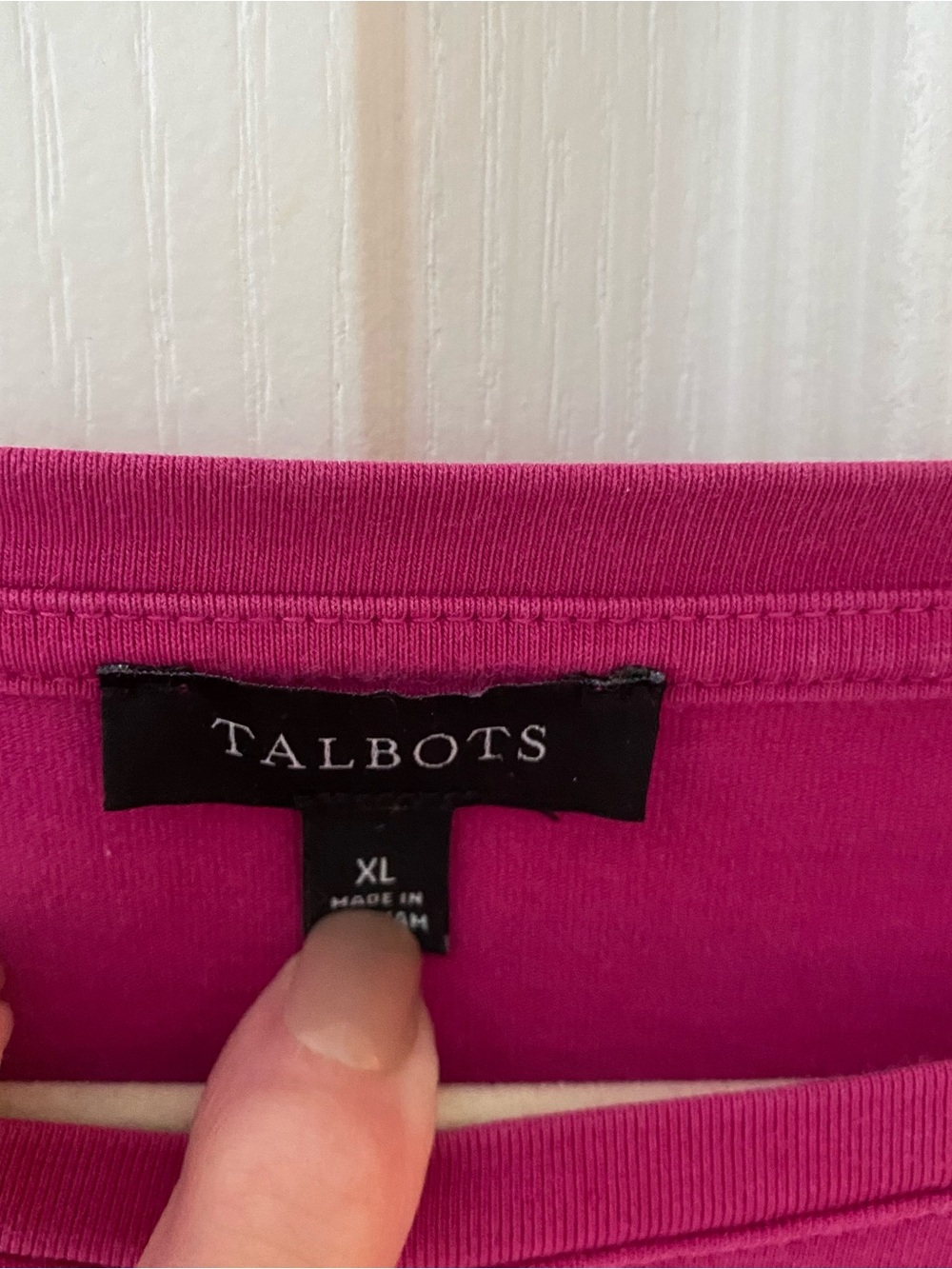 Talbots Fuchsia Short Sleeve Knit Top with Gathered Sleeves - Picture 3 of 3